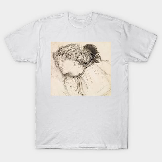 Found - Study for the Head of the Girl by Dante Gabriel Rossetti T-Shirt by Classic Art Stall